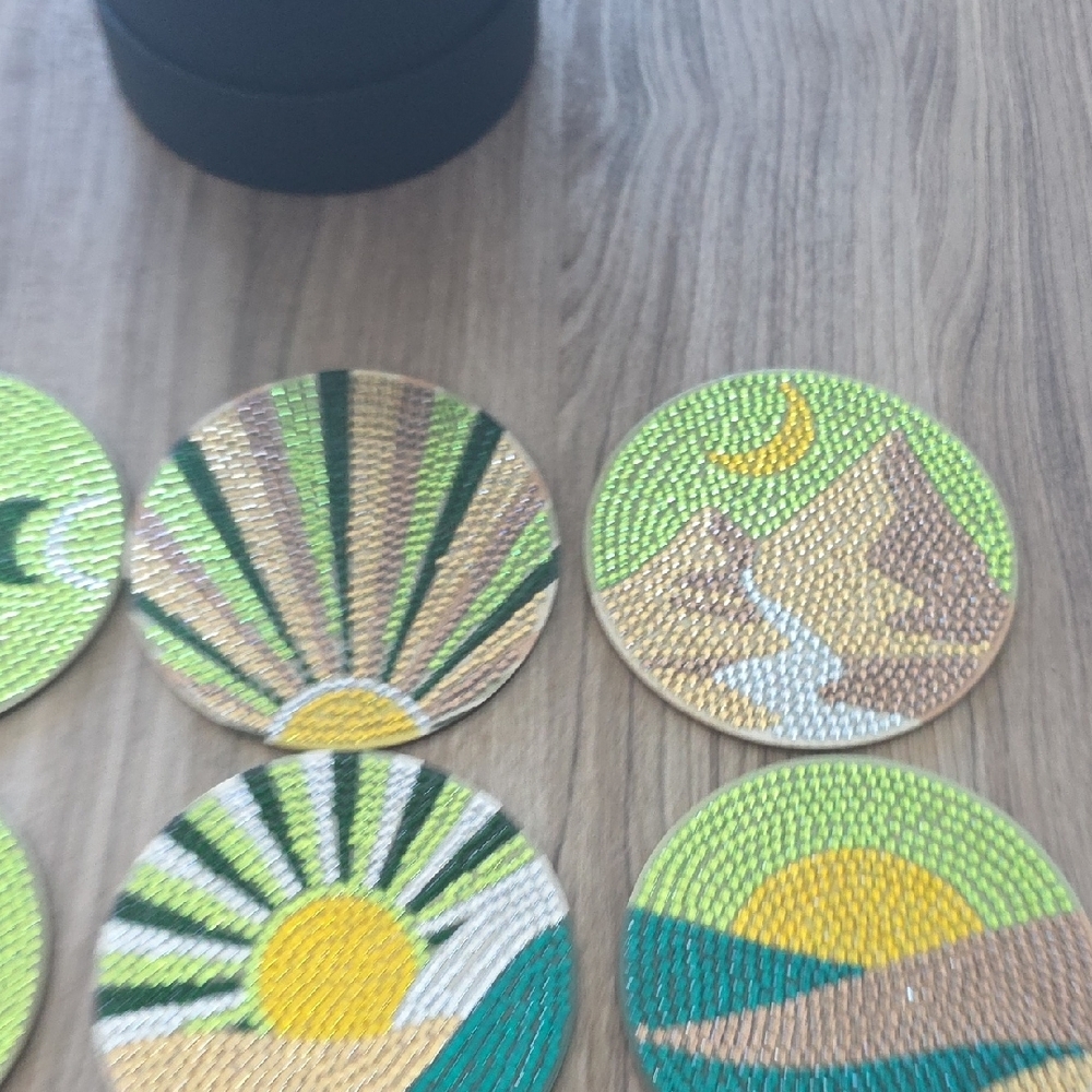 Colorful Woven Coaster Set - Picture 5 of 10
